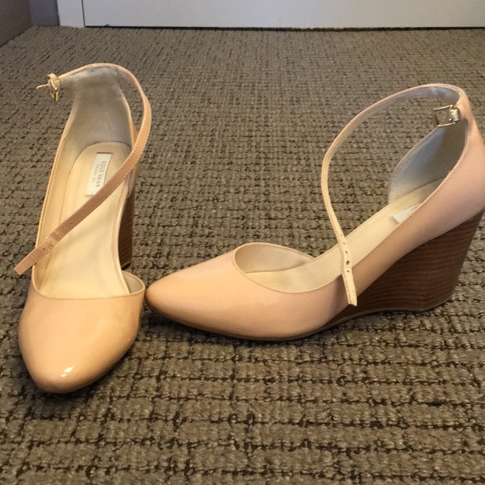Cole Haan Lacy Ankle Strap Nude Wedge